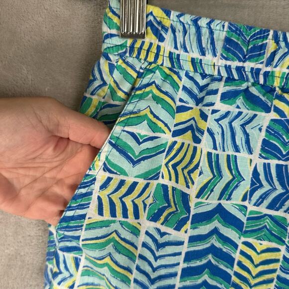 Vineyard Vines Shorts Womens Small Blue Pattern Linen Drawstring Bright Tropical - Picture 4 of 12